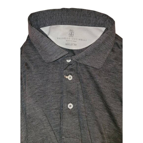 Brunello Cucinelli Layered-Effect Silk-Cotton Polo Shirt – Size 48 – NWT – Fall/ - Picture 3 of 11